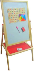 Kids Writing Board | Portable Double-Sided Wooden Easel with Whiteboard & Chalkboard | Height Adjustable Drawing Stand for Learning
