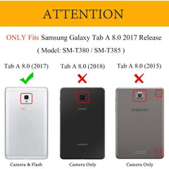 360° Rotating PU Leather Cover Compitable for Galaxy Tab A 8.0" 2017 Case - w/Auto Wake/Sleep for SM-T380/T385 (Multi)