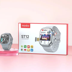 ST12 Smart Watch - 2.2" Full Screen, 4G SIM Support, 3 Straps + Wireless Charger (Multi-Color) for Men & Women