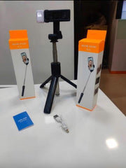 R1S Mobile Selfie Stick with Tripod and LED Light, 3-in-1 Extendable 70cm Selfie Stick for Phone & Camera, Bluetooth Remote, Adjustable Desktop Stand for iPhone, Android & Compact Cameras, Perfect for Photography, Vlogging & Live Streaming.