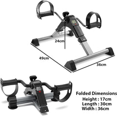 Mini Exercise Bike | Compact Arm and Leg Exerciser with LCD Monitor | Adjustable Resistance & Foldable Pedals