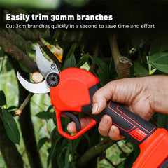 Cordless Electric Pruning Shears - Garden Tree Branch Pruner with 30mm Cutting Diameter, 2 Rechargeable 2Ah Lithium Batteries, 6-8 Working Hours, Ideal for Fruit Tree Branches