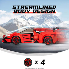 Come Alive 1:20 Scale Supercar. 288-piece red supercar building set with industrial flair. Ideal gift for kids & adults.