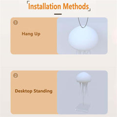 JellyFel Dancing Lamp - RGB Rechargeable Jellyfish Light with Voice Control, Touch Sensor & Gradient Effects (Hanging + Base)