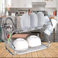 New Arrival 2-Layer Kitchen Dish Rack | Stainless Steel Dish Drainer & Plate Holder