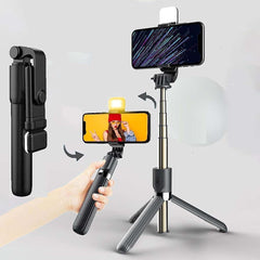 Selfie Stick, Bluetooth Extendable Selfie Stick Tripod with Led Light and Portable Tripod Stand Compatible for All iPhone and Android Smartphone