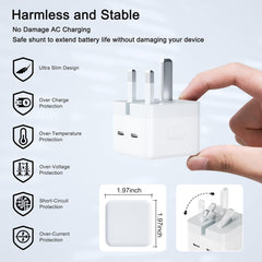 35W Dual USB-C PD Fast Charger - Foldable Compact Wall Adapter Compitable for iPhone 12-14, iPad, Samsung Galaxy, Huawei, Xiaomi & More