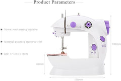 Sewing Machine for Beginners | Kids Handheld Portable Electric Mini Sewing Machine with Extension Table & Dual Speed | Crafting & Mending Machine with Lights & Foot Pedal for Household Use