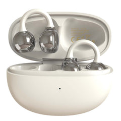 U-20 Open Ear Ring Headphones - Bluetooth 5.4 Clip-On OWS Earphones, 30H Battery, Noise-Cancelling, 4.9g Lightweight (White)