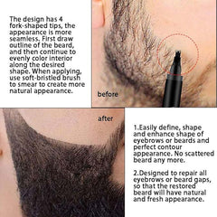 Waterproof Beard Filler Pen Kit - Contoured Beard Pen with Brush, Long-Lasting, Sweatproof Beard Pencil for Patchy Beard, Natural Look, Quick and Easy Grooming Solution