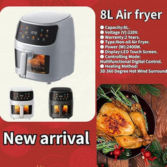 2400W Air Fryer | Powerful Cooking with LED Touch Panel, Large 8L Capacity, and Versatile Cooking Modes | Healthy Frying for Family Meals