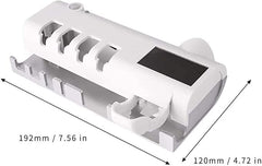3-in-1 Intelligent Photosensitive Toothpaste Dispenser | Wall Mounted USB Rechargeable Solar Power Toothbrush Holder (White)