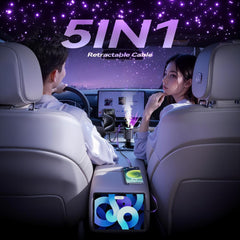 Luxury Retractable Car Charger with Aroma Therapy & Starlight Ambient Lighting. USB C adapter & car air freshener combo.