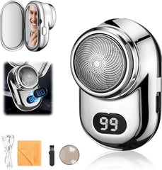 Fast Charging Digital Display Mini Shaver with Mirror | Portable USB-C Rechargeable Electric Shaver | Compact Travel Shaver for Men - Upgrade with High-Performance Blades