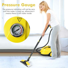 Pressurized Steam Cleaner 2000W. 2.0L tank with pressure gauge & German tech for carpets, cars & windows. Sanitizes & cleans.