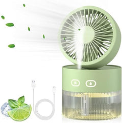 Two-in-One Desktop Spray Humidification Fan – USB Rechargeable Portable Mini Mute Electric Fan with Night Light (Multi)