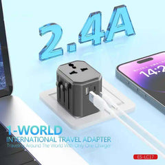 Universal Travel Adapter - All-in-One International Power Adapter with UK/US/AUS/EU Plugs & 4 USB Ports, Portable Outlet Charger Converter for Smartphones, Tablets, and More