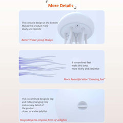 JellyFel Dancing Lamp - RGB Rechargeable Jellyfish Light with Voice Control, Touch Sensor & Gradient Effects (Hanging + Base)