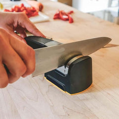 Compact Pull-Through Kitchen Knife Sharpener | Ideal for Chef, Scissors, Paring, & Serrated Knives | Efficient Blade Sharpening Tool for Home Kitchens