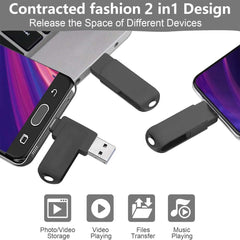 32GB USB-C Flash Drive - 170MB/s High-Speed Multi-Port Memory Stick for Android, Tablets, PCs & Phones (Black)