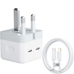 35W Dual USB-C PD Fast Charger - Foldable Compact Wall Adapter Compitable for iPhone 12-14, iPad, Samsung Galaxy, Huawei, Xiaomi & More