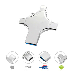 128 GB 4-in-1 USB 3.0 - Compatible with iPhone, Android, iPad, Mac, PC, Galaxy S, Windows | Fast USB A, USB C, Micro USB & iPhone Connector | High-Speed Thumb Drive, Jump Drive, Memory Stick, Portable Hard Drive
