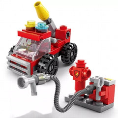 6-in-1 Fire Brigade Truck Building Blocks Set – 142-Piece Creative Play Toy for Kids, Durable DIY Assemble Fire Trucks & Emergency Scenes, Perfect Gift