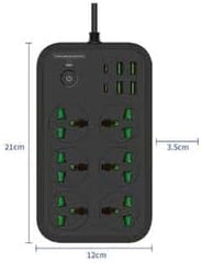 Protector Power Strip – 3000W, 6 Outlets with PD 4-USB Ports and Extension Cord for Multiple Devices