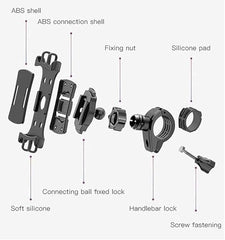 C66 Bike Bicycle Motorcycle Mobile Phone Holder Mount | Universal 360° Adjustable Rotation | Compatible with iPhone 12 Series, Samsung Galaxy S21/20, Note, Huawei, and More