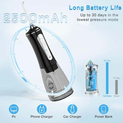 Cordless Water Dental Flosser - 5 Cleaning Modes, IPX7 Waterproof, Portable Oral Irrigator for Home & Travel (Black)