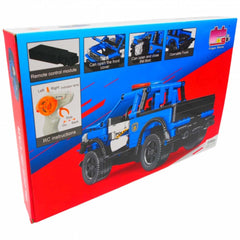 Block RC Police Ford Raptor. 1:16 scale remote-controlled technic racing car for building & high-speed action. Off-road model.