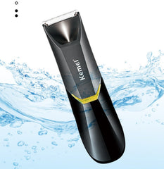 Kemei KM-3208 Professional Body Hair Trimmer. LED light, USB charging, waterproof for precise men & women intimate shaving.
