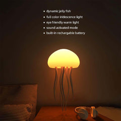 JellyFel Dancing Lamp - RGB Rechargeable Jellyfish Light with Voice Control, Touch Sensor & Gradient Effects (Hanging + Base)
