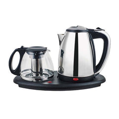 1800W 220V 2-in-1 Electric Kettle and Tea Maker with Tray – Stainless Steel, Automatic Shut-Off, 1.8L Capacity, Perfect for Tea and Coffee Brewing, Ideal for Home, Office, and Hotel Use