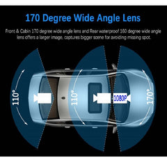4-Inch Triple-Lens WiFi Dash Cam - Front/Rear/Inside Recording, Mobile App Control, Night Vision & Parking Monitor