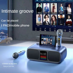 S39 Karaoke Speaker | Dual Horns, Wireless Dual Microphones | Mobile Entertainment & TV Karaoke All-In-One (Black)