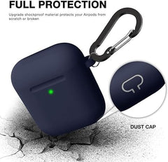 Soft Silicone Protective Case Cover for AirPods 2 & 1 | Front LED Visible | Midnight Blue | Durable and Stylish Protection