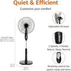 MSF-1672R 16" Luxury Stand Fan - Remote Control, 5-Speed, Silent Operation, Elegant Design for Home/Office (Multi-Colour)