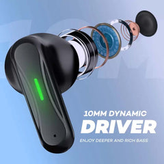 TWS Wireless Earbuds with ENC, V5.1 Bluetooth, Clear Call Effect, HD Sound, Long Battery Life, Sensitive Touch, Short Ear Handle Design, Type-C