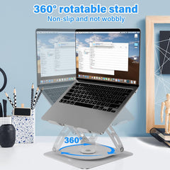 Adjustable Aluminum Desktop Laptop Stand with Cooling Fan, Foldable Minimalist Design, Ergonomic Portable Laptop Stand for Work & Study