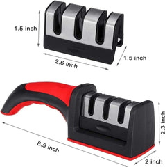 Compact Pull-Through Kitchen Knife Sharpener | Ideal for Chef, Scissors, Paring, & Serrated Knives | Efficient Blade Sharpening Tool for Home Kitchens