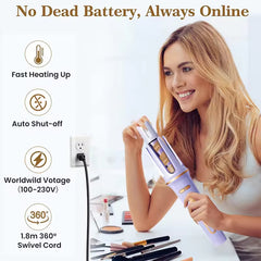 2-in-1 Electric Hair Styler - Rotating Curling Iron & Straightener Brush with Negative Ion Technology (Multi colour)