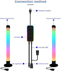 Smart LED Light Bar RGB Lights | Bluetooth App Remote Control | 3-in-1 16 Million Colors | TV Backlight for Room, Movies, PC, Gaming Setup - 2PCS