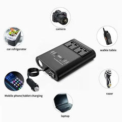150W Universal Car Inverter - Multi-Port Travel Adapter with USB & AC Outlet for Global Use