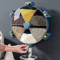 Wall-Mounted 6-Grid Dry Food Dispenser | Cereal, Rice, Candy, Coffee Bean, Snack, and Grain Storage Container