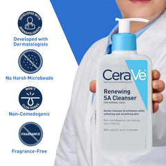 CeraVe Renewing Salicylic Acid Cleanser – Gentle BHA Exfoliating Face Wash with Hyaluronic Acid, Niacinamide & Ceramides, Smooths & Softens Skin