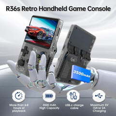 R36S Retro Handheld Game Console. 3.5" IPS, 64GB, 40,000+ classic games. Open-source ARKOS, 3500mAh battery for long play.