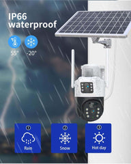 4G LTE Solar Battery Outdoor Camera | HD 4MP | Full-Color Night Vision | Sound/Light Warning | Motion Detection | IP66 Waterproof | Cloud/TF Card Storage