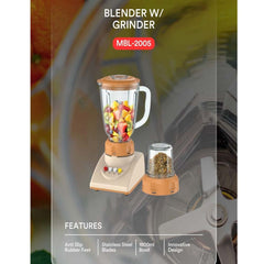 MBL-2005 Blender with Grinder - Commercial-Grade 2-in-1 Heavy Duty Blender & Food Processor