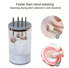 3-in-1 Automatic Makeup Brush Cleaning and Drying Stand – Electric Makeup Brush Cleaner Machine with USB Charging